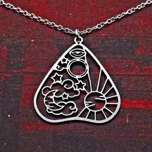 Day & Night Celestial Ouija Planchette Silver Necklace
